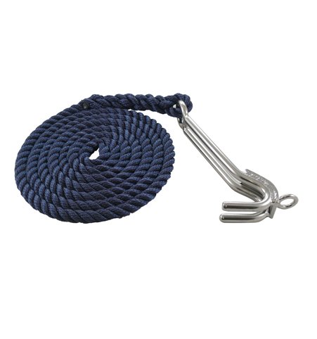 Preisvergleich Produktbild Edelstahl Kettenkralle 6mm, 160mm, 3m Seillänge