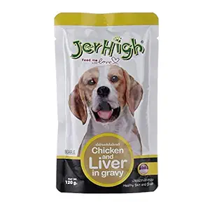 JerHigh Wet Chicken and Liver Food Gravy for Dogs (12x120 g) - Pack of 12