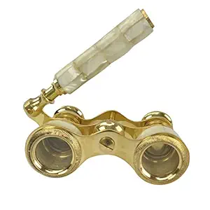 J.I Pure Brass Opera Glasses Binoculars/Mother of Pearl Binoculars/Monocular with Handle/Travelling Telescope/Telescope for Both Eyes/Double Telescope/Scope/magnifine