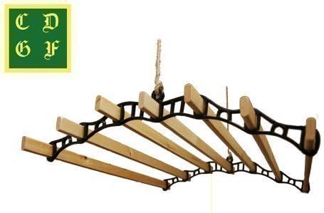 7 Lath Victorian kitchen ceiling pulley clothes airer maid laundry dryer 1.2M BLACK