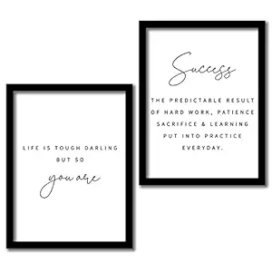 Vasl Studio Motivational Quotes Wall Decor Paintings for Home Office Living Room - Modern Art Wall Posters with Frame for Institute & Working Space ( 11 inch x 14 inch, Framed ) Set of 2 (Success)