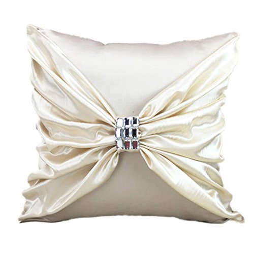 Nunubee Champagne Satin Pillow Cushion pillow Decorative For Sofa Bed Square 45X45 CM