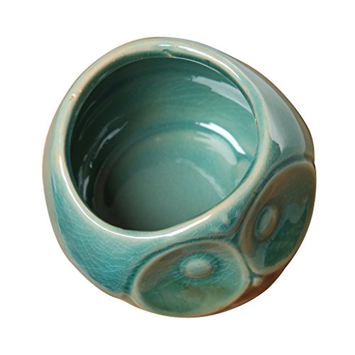 MyGift 7,6 cm türkis & braun kleine Eule Design Keramik Sukkulente Übertopf/Flower Bud Topf/Mini Deko Vase - 5