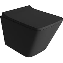 Cuvette De WC Suspendue Domino LAVITA Galve Black - Design Sans Bord, Fermeture Douce, Noir Mat