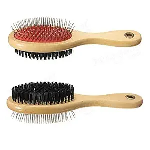 Pets Empire 2 in 1 Wooden Dog Brush | Cat Brush | Puppy Brush | Double Sided | for Dog Grooming Kit | | Pet Hair Remover Brush | Pet Brush | Dog Brushes for Grooming Products for Dogs & Cats (Large)