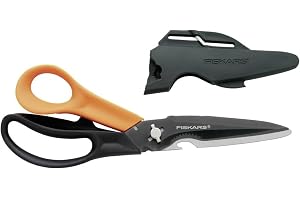 Fiskars Multisax med delbara Blad, Inklusive Skyddshölje med Saxslip | Längd: 23 cm, Titanbeläggning, Rostfritt Stålblad/Plasthandtag, Svart/Orange, Cuts + More, 1000809