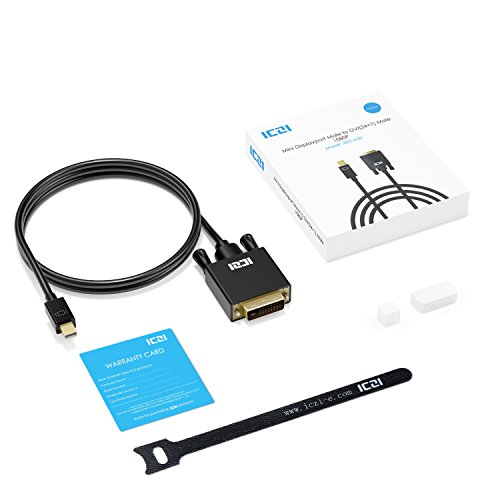 ICZI Mini DisplayPort (Thunderbolt) auf DVI Adapter Kabel 1M, Male zu Male vergoldet 1080p auf DVI Konverter für MacBooks, MacBook Air, Lenovo Thinkpad und Mehr, Schwarz (1m) - 7