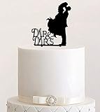 MADE IN GERMANY Cake Topper, Mr & Mrs, - Farbwahl - Tortenstecker, Tortefigur Acryl, Tortenständer Etagere Hochzeit Hochzeitstorte Kuchenaufstecker (Schwarz)
