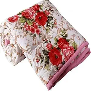 shopit Ac Room Blanket dohar | Quilt Double Bed King Size Soft Microfiber n Cotton, Floral Flower Print Reversible n Lightweight for Summer and mild Winter (Pink)