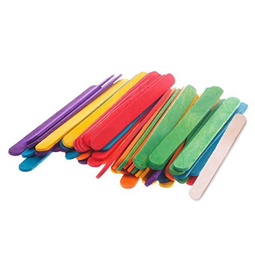 G2PLUS Holzstäbchen 200 Stück Craft Sticks zum Basteln Gekauft (Bunt)
