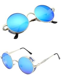 CGID E72 Steampunk estilo retro inspirado círculo metálico redondo gafas de sol polarizadas para hombres