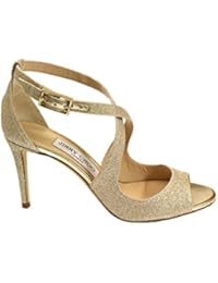 JIMMY CHOO MUJER EMILY85PLATINO ORO CUERO SANDALIAS