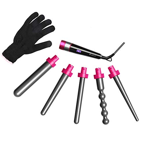 Culwad - Rizador de pelo 5 en 1, multifunción, revestimiento de cerámica intercambiable, pantalla LCD