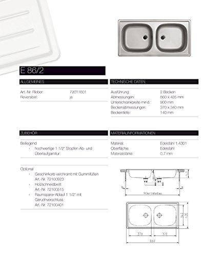 Rieber Einbauspüle E 86/2, 72011601 - 9