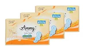 AMMY Advanced Dry Ultra All Night Cottony Soft Ultra Thin Womens/Girls Sanitary Pads with Wings (Napkins) - XXL Wings (72 Pieces)(Pack Of 3)