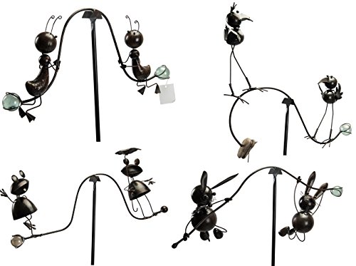 CHICCIE Beweglicher Figuren Gartenstecker Ameisen – 145cm – Metall Gartenstab Deko Pendel Gartenspiess - 2
