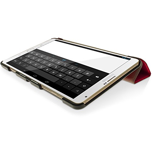igadgitz Rot PU Ledertasche Hülle Smart Cover für Samsung Galaxy Tab S 8.4″ SM-T700 mit Multi-Winkel Betrachtungs + Auto Sleep/Wake + Displayschutzfolie - 7