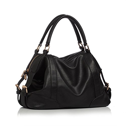 Preisvergleich Produktbild Nasis Fashion fashion Design PU Leder Damen Tote Schultertasche Alltagtasche AL4119 (schwarz)