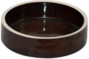 K&K KERAMIK 1000 ml Futternapf Futterschale Futtertrog Ø:24 cm Höhe: 6cm Napf für Haustiere Hamster Kaninchen Hase Nagetiere Kleintiere Hund Katze aus hochwertiger, robuster, dickwandiger Steinzeug Keramik braun