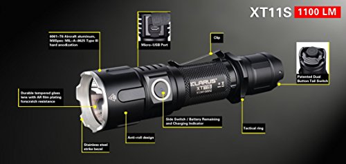 Klarus xt11s CREE xp-l Hi V3 LED 1100 Lumen Wasserdicht LED Taschenlampe Powered by 2 x CR123 A/1 x 18650 Batterien Outdoor Tactical Taschenlampe mit 2600 mAh Akku + Geschenk thenines USB-Light - 8