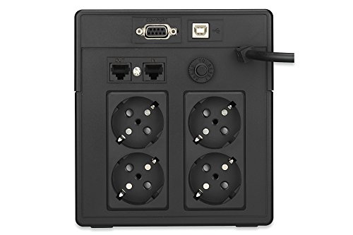 DIGITUS Professional Line-Interactive USV Anlage, 1000VA/600W, 12V/7Ah x2 Batterie, 4x Schuko, AVR, USB, RS232, RJ11/RJ45, LCD-Display - 2