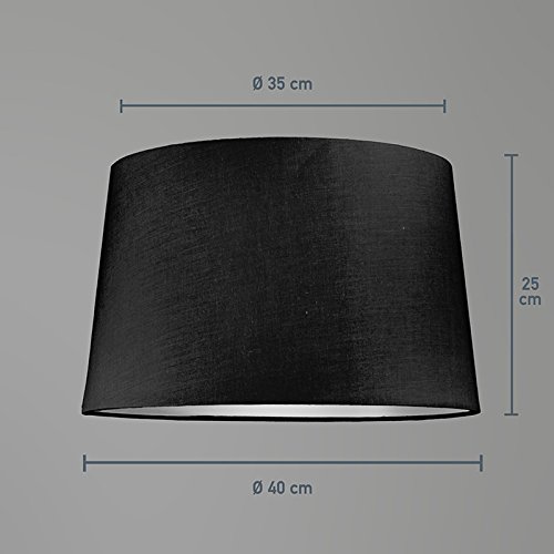QAZQA Klassisch / Antik / Landhaus / Vintage / Rustikal / Modern / Polyester Lampenschirm 40cm rund SU E27 schwarz , Rund konisch Schirm Pendelleuchte - 4