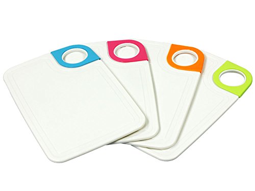 COM-FOUR® 4 Frühstücks-Schneidebretter aus Kunststoff in verschiedenen Farben (4 Stück)