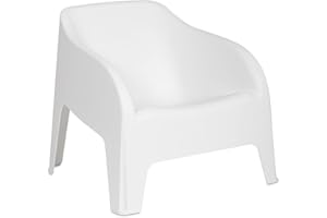 Mondo Viro Ensemble de jardin en résine Petra table conteneur et fauteuil d'extérieur (Fauteuil blanc)