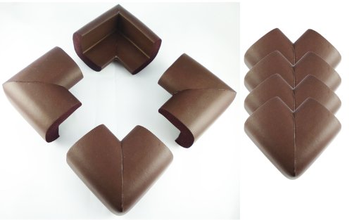 8 x AKORD® BABY SAFETY CORNER PROTECTORS FOR DESK TABLE FURNITURE - SAFE FOR CHILD/KIDS (Dark Brown)