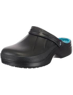BRANDSSELLER Damen Clog Hausschuh Gartenschuh Pantoffel Warm-Gefüttert - Farben: Weiß/Grau, Pink/Grau, Schwarz...
