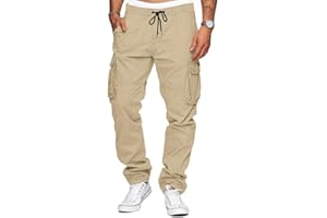 TARAINYA Pantalon Cargo Homme Coton Baggy Chino Cordon de Serrage avec Poches