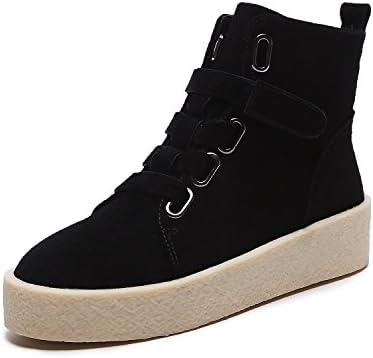 FYM SHOES DYF Shoes Short Boots Big Size Thick Bottom Sticky Buckle Strap Big Size,Black,37