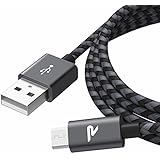 Micro USB Cable RAMPOW Samsung USB Cable 2.4A Quick Charger 2m/6.5ft Nylon Braided Android Charger Cable for Samsung Galaxy, Sony, HTC, Motorola, LG, Tablet and More Android Devices - Space Grey