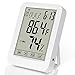 Produktbild Thermo-Hygrometer, Gvoo Indoor Digitaler Monitor Temperatur Luftfeuchtigkeit Uhr Kalender Wecker mit großem LED Bildschirm, blauen Hintergrundbeleuchtung und Magnet – Weiß