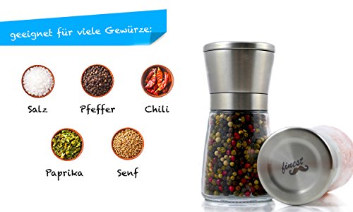 Salz und Pfeffermühle + GRATIS Kochbuch eBook, Edelstahl Gewürzmühle, Einstellbares Keramik-Mahlwerk, 2-teiliges Salzmühle & Pfeffermühlen Set + gratis eBook. - 5