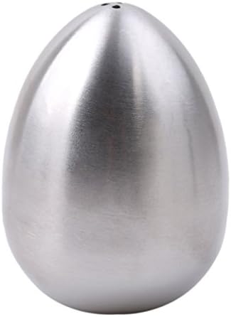 Honel Salt and Pepper Shakers Set with Holder, Egg Shape Polished Stainless Steel Shaker Sliver Salt and Pepper Container, Exquisite Decoration for Dinner Table, Home, Restaurant