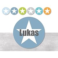 Namensaufkleber • Stern Junge • 24/120/240 Stück (N86) kunterbunte Aufkleber vom Papierbuedchen