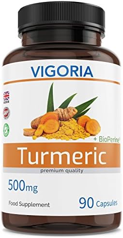 Turmeric Curcumin with BioPerine 500 mg Optimal Strength 90 Capsules - 3 Month Supply - Natural Turmeric Root (with black pepper) Anti-inflammatory and Antioxidant Food Supplement | Made in UK