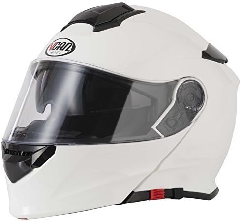 VCAN V271 BLINC BLUETOOTH FLIP FRONT HELMET New Motorbike MP3 SAT NAV FM Intercom Modular Helmet White With FREE ROLL BAG