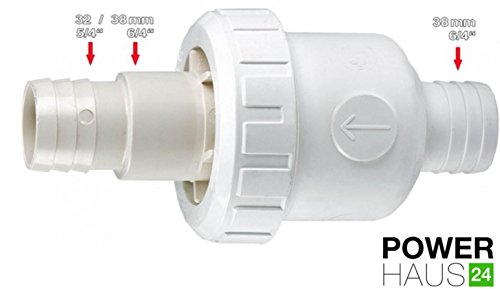 POWERHAUS24® - Rückschlagventil PVC für Ø 38mm Schlauch