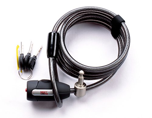 Meetlocks tecla de retención y bloqueo flexibles de acero cerraduras del cable, Dia.10x2450mm (8Ft)