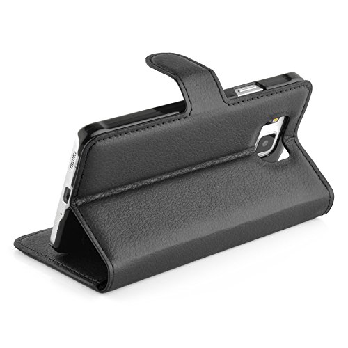 Cadorabo – Book Style Hülle für Samsung Galaxy ALPHA (G850F) – Case Cover Schutzhülle Etui Tasche mit Standfunktion und Kartenfach in PHANTOM-SCHWARZ - 3