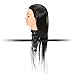 LuckyFine 18 inch Black Long Synthetic Hair Hairdressing Cutting Practice Training Mannequin Head with Adjustable Holder