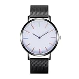 Holeider 2018 Mode Klassisch Unisex Damenuhren Herrenuhren Rostfreier Stahl/Analoger Quarz Armbanduhren für Männer Frauen (Schwarz)