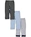 Luvable Friends Baby Boys' "Stripes & Solid" 3-Pack Pants - blue/gray, 3 - 6 months