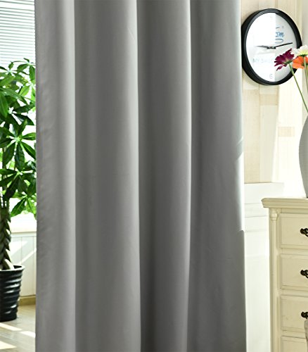 EUGAD VH5867dgr Gardine Vorhang blickdicht mit Ösen , leicht schwere Verdunkelungsgardine Verdunkelungsvorhang Ösenschal , 135×175 cm , Dunkelgrau - 4