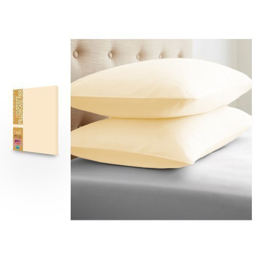 Childrens Pure 100% Cotton Cream Housewife Pair of Pillowcases