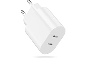 ANVSI Caricatore USB C 20W 2-Porto Presa per iPhone 17/17 Air/17Pro/17 Pro Max/16/15/14/13/12/11 Plus Mini SE X XS XR, Samsung Galaxy, Alimentatore Spinotto Trasformatore USB C