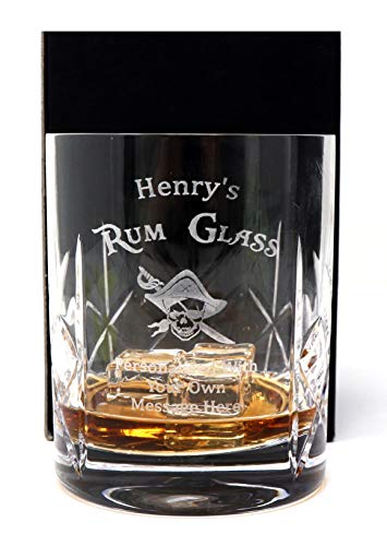 Cr8 A Gift Vaso de Cristal Grabado/Personalizable con diseño de Ron en Caja de Regalo