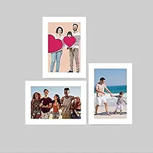 Baba handicrafts Collage Individual Photo Frames, Set of 3,Wall Hanging (5x7 inch,3) (Half Inch Stick, Plexi Glass, White)